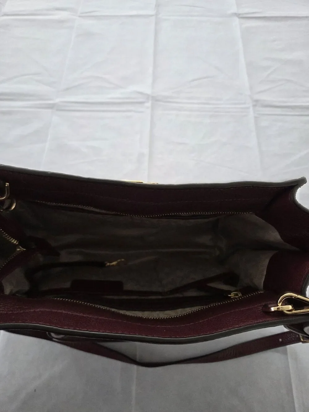 Michael Kors‎ Hamilton Lock Satchel Burgundy Leather Shoulder Crossbody Bag